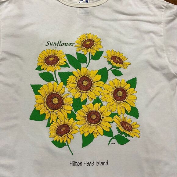 Lexington Vintage 90s Sunflower Hilton Head White T-Shirt Women's One Size - Picture 2 of 7